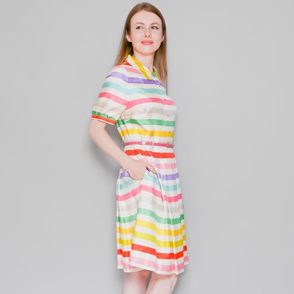 KATE SPADE Jeanette Silk Candy Stripe Dress Women’s SZ 8 in Multicolor